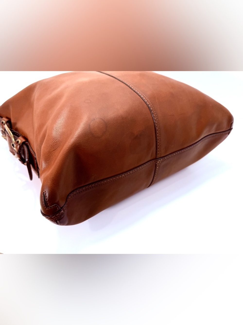 Coach Ergo Brown Leather Vintage Hobo Bag in Satin Tattersall Y2K Brass Buckle - Picture 10 of 14